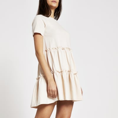 beige smock dress