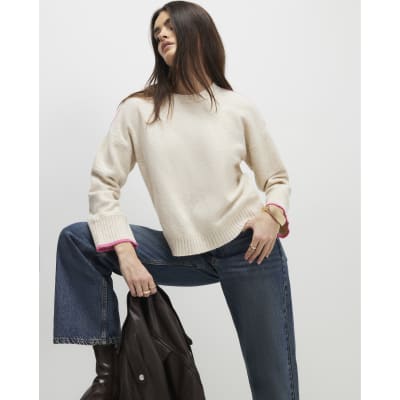Beige Tipped Detail Jumper