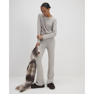 Beige Twist Top Loungewear Set