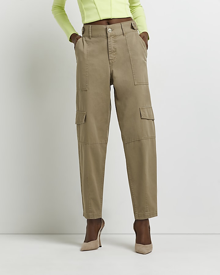 Beige utility tapered trouser