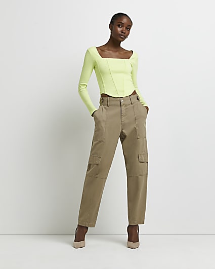 Beige utility tapered trouser
