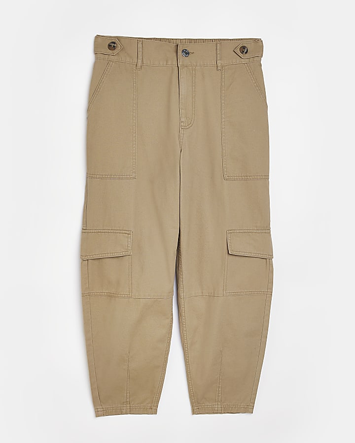 Beige utility tapered trousers