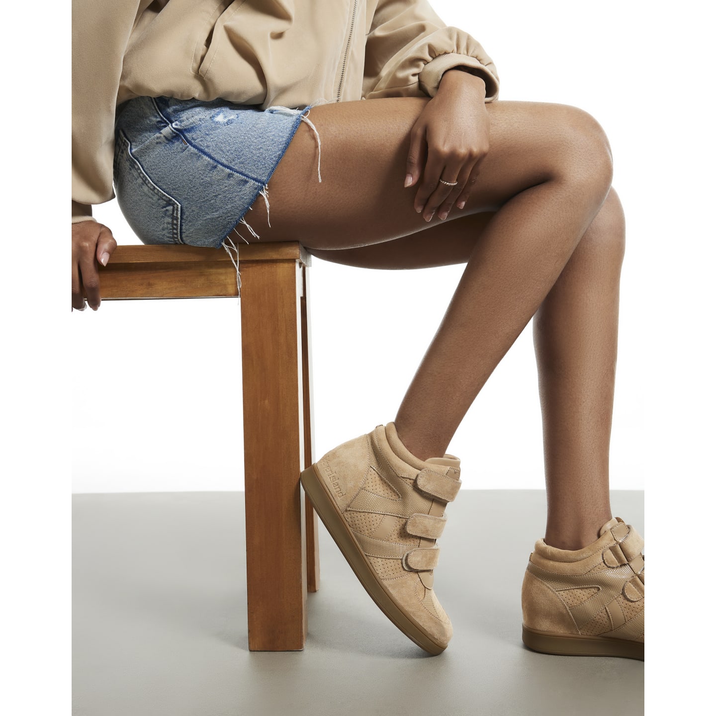 River Island Beige Velcro Strap Hidden Wedge Trainers — photo 1 of 1