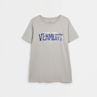 Beige vermont graphic t-shirt