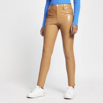 beige vinyl leggings