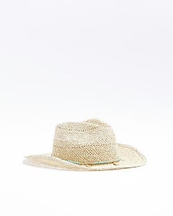 Beige Weave Straw Hat