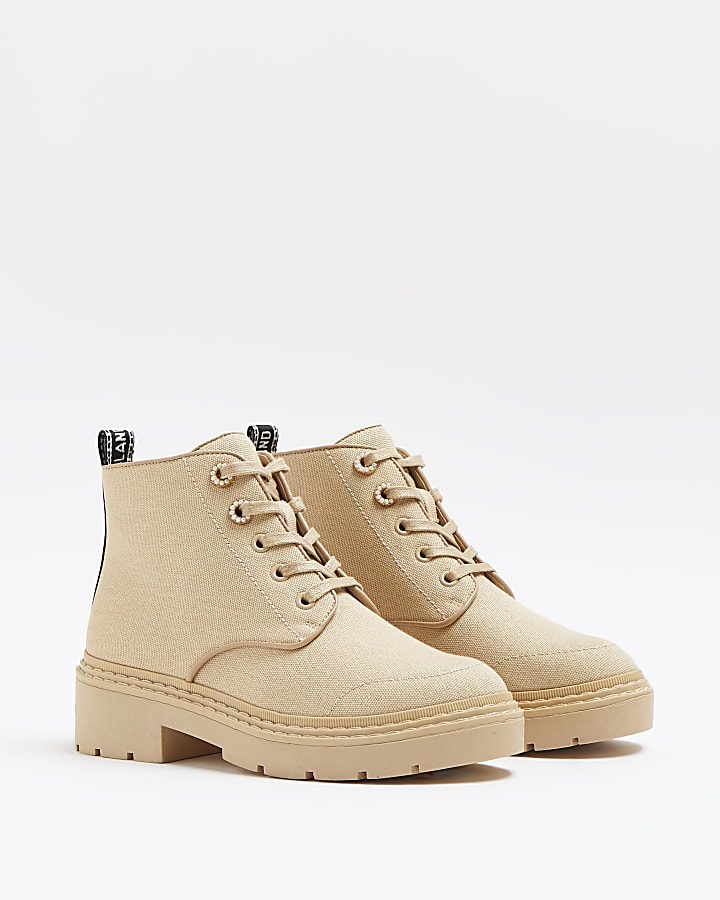 Beige wide fit RI branded boots
