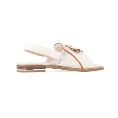 360 degree animation of product Beige wide fit sling back sandals frame-14