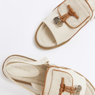 Beige wide fit sling back sandals