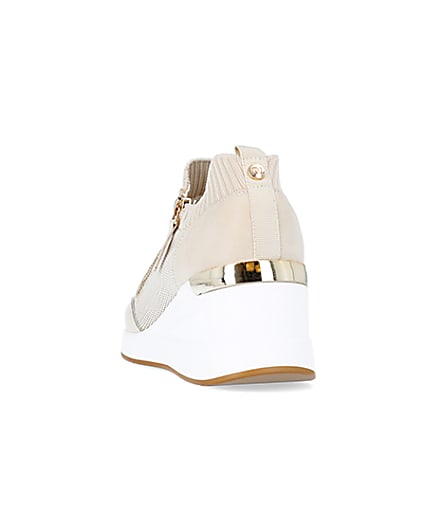360 degree animation of product Beige wide fit slip on wedge trainers frame-8