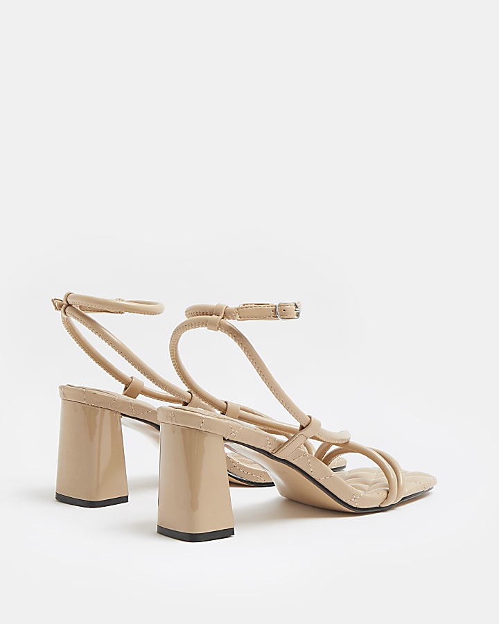 Beige wide fit strappy heeled sandal