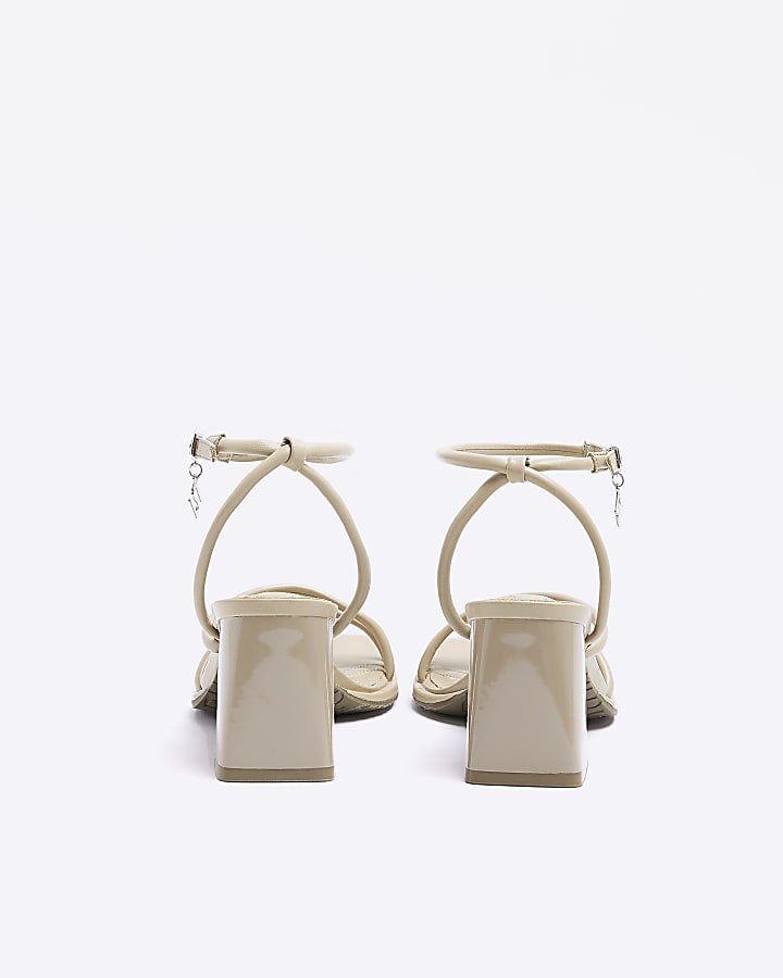Beige wide fit strappy heeled sandals