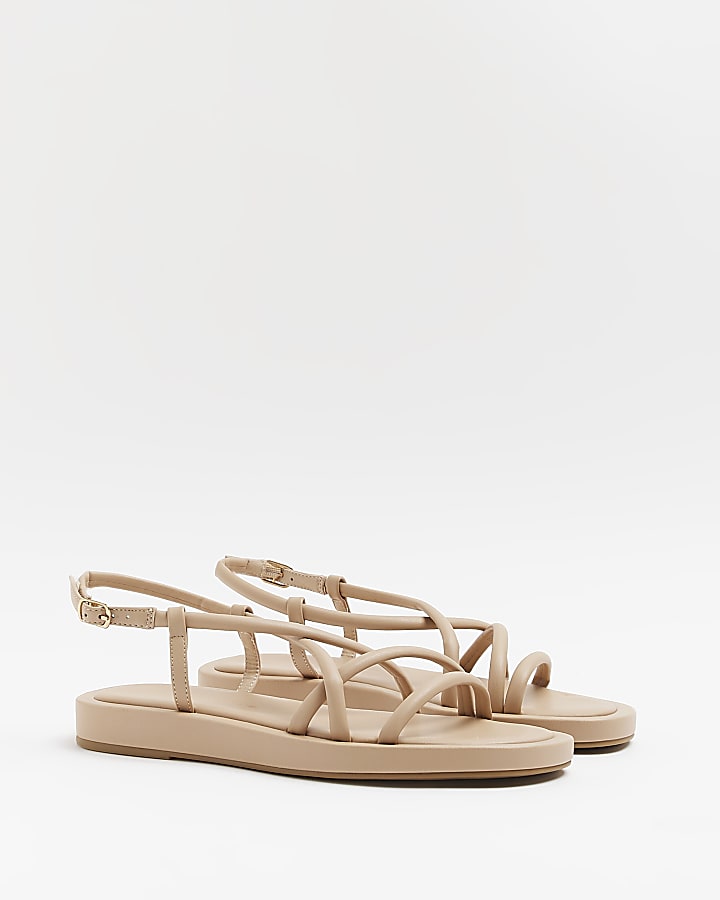 Beige wide fit strappy sandals