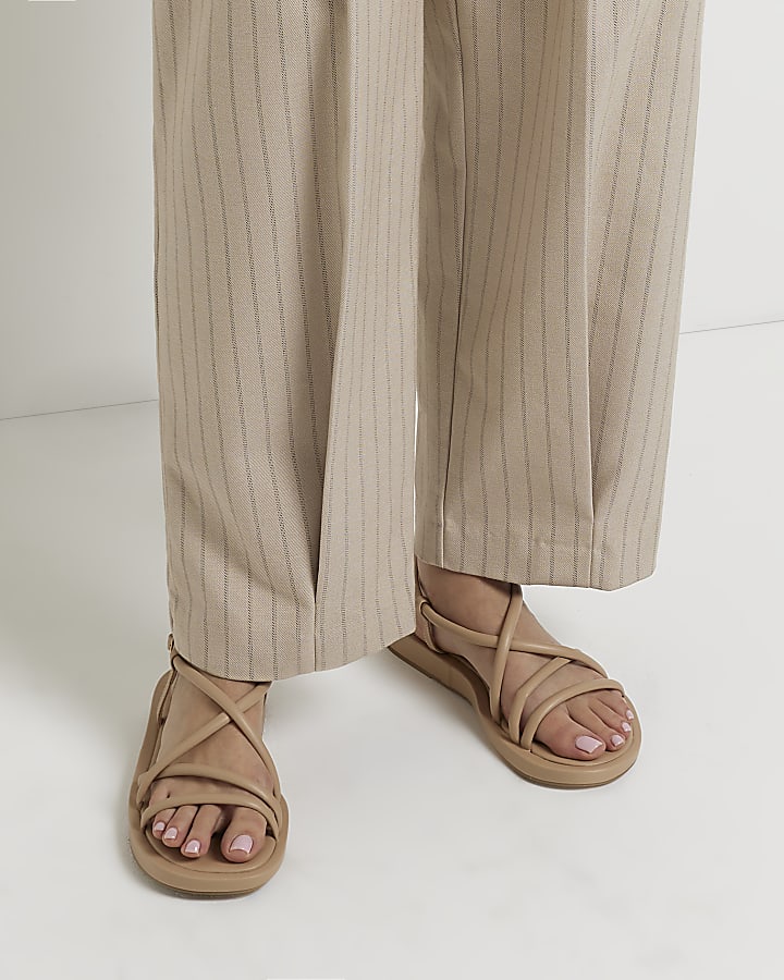 Beige wide fit strappy sandals