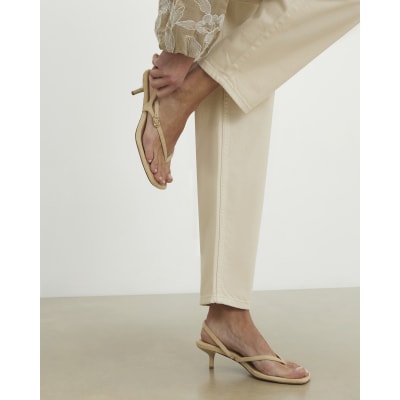 Wide Fit Toe Thong Low Heel Sandal