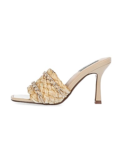 360 degree animation of product Beige wide fit woven mule frame-3