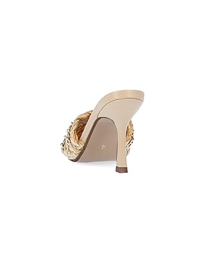 360 degree animation of product Beige wide fit woven mule frame-8