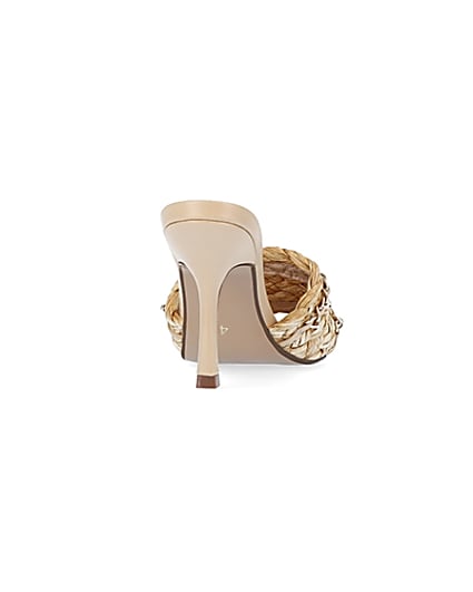 360 degree animation of product Beige wide fit woven mule frame-10