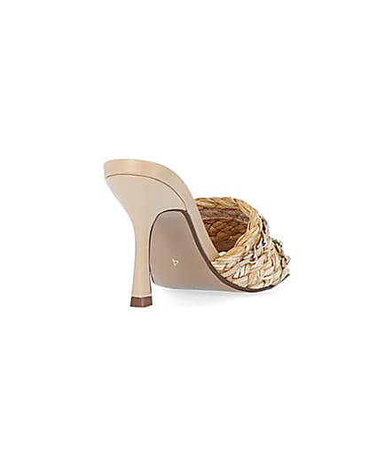 360 degree animation of product Beige wide fit woven mule frame-11