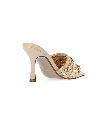 360 degree animation of product Beige wide fit woven mule frame-12