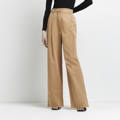 beige wide leg pants