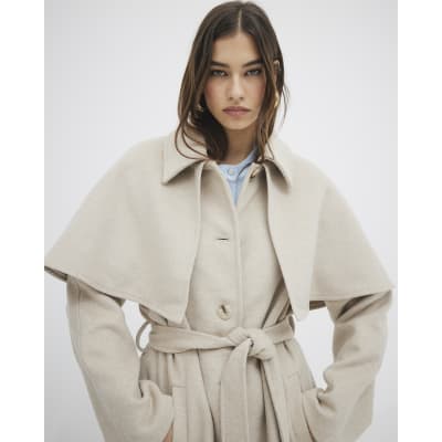 年末のプロモーション特価！ Blend Wool Beige Oversized Island River | Coat Cape ジャケット・アウター