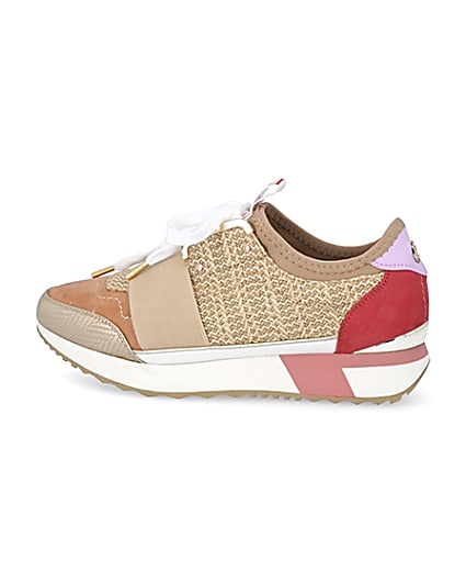 360 degree animation of product Beige woven elasticated runner trainers frame-4