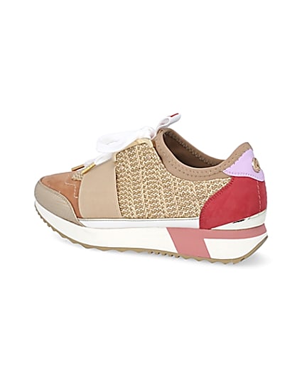 360 degree animation of product Beige woven elasticated runner trainers frame-5