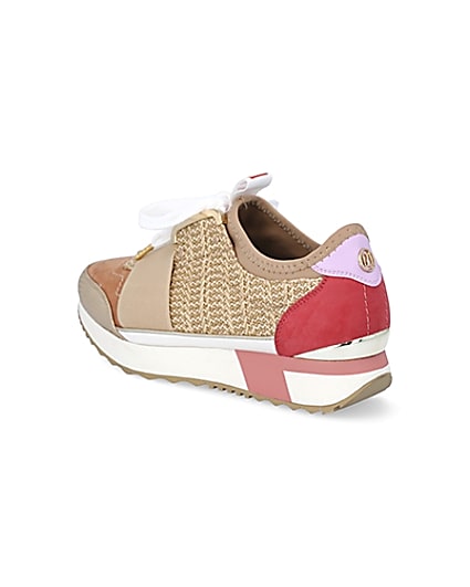 360 degree animation of product Beige woven elasticated runner trainers frame-6