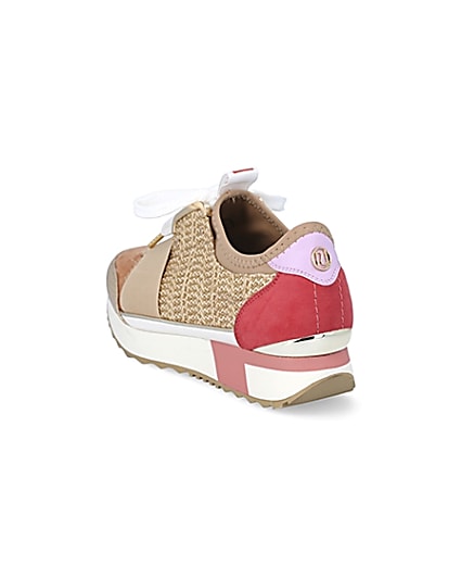 360 degree animation of product Beige woven elasticated runner trainers frame-7