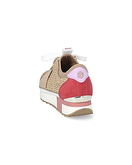 360 degree animation of product Beige woven elasticated runner trainers frame-8