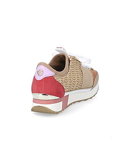 360 degree animation of product Beige woven elasticated runner trainers frame-11