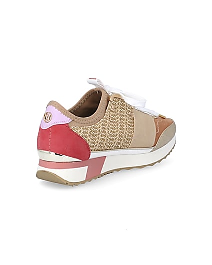 360 degree animation of product Beige woven elasticated runner trainers frame-12