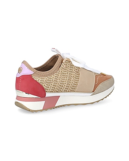 360 degree animation of product Beige woven elasticated runner trainers frame-13
