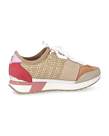 360 degree animation of product Beige woven elasticated runner trainers frame-14
