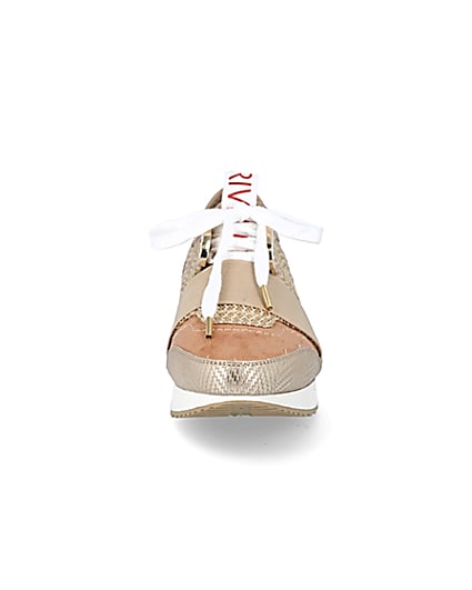 360 degree animation of product Beige woven elasticated runner trainers frame-21