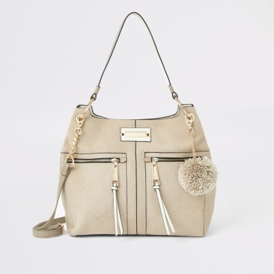 river island beige slouch bag