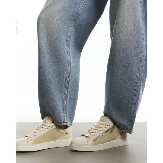 River Island Beige Zip Side Lace Up Trainers