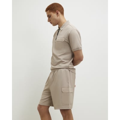 Biege Slim Fit Cargo Shorts