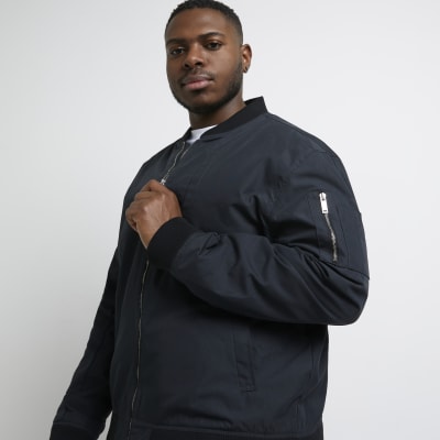 Big & Tall black bomber jacket | River Island