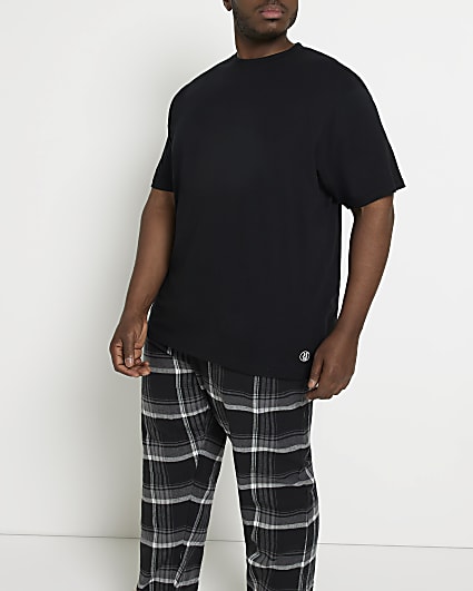 Big & Tall black Check 2 piece pyjama set