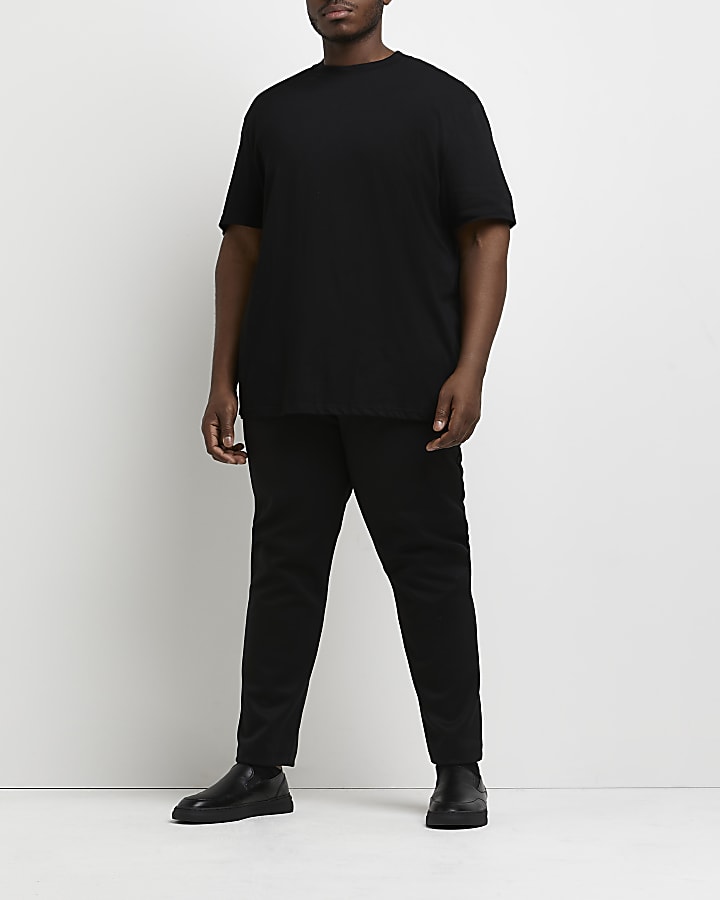 Big & Tall black curved hem slim fit t-shirt