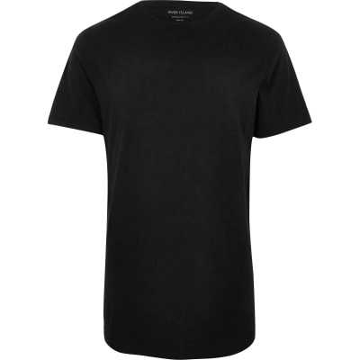 Big & Tall black curved hem slim fit t-shirt