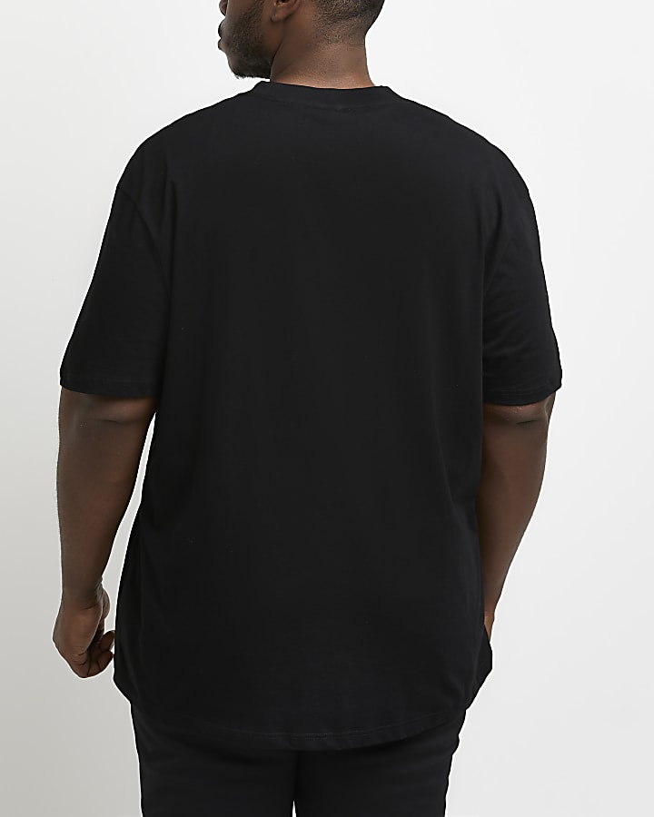 Big & Tall black curved hem slim fit t-shirt