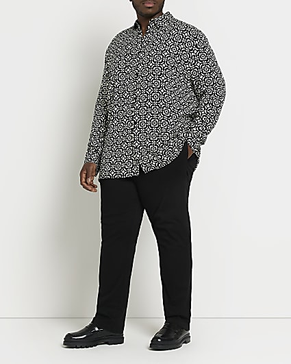 Big & Tall Black Geometric long sleeve Shirt