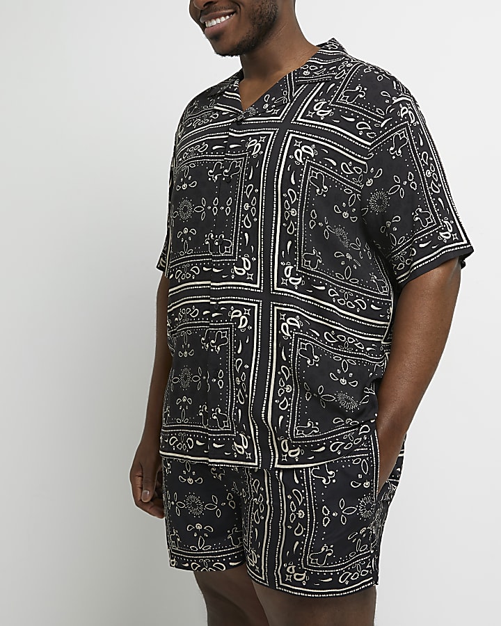 Big & tall black paisley regular fit shirt