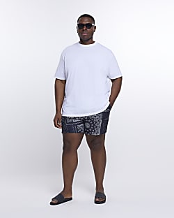 Big & Tall black paisley swim shorts