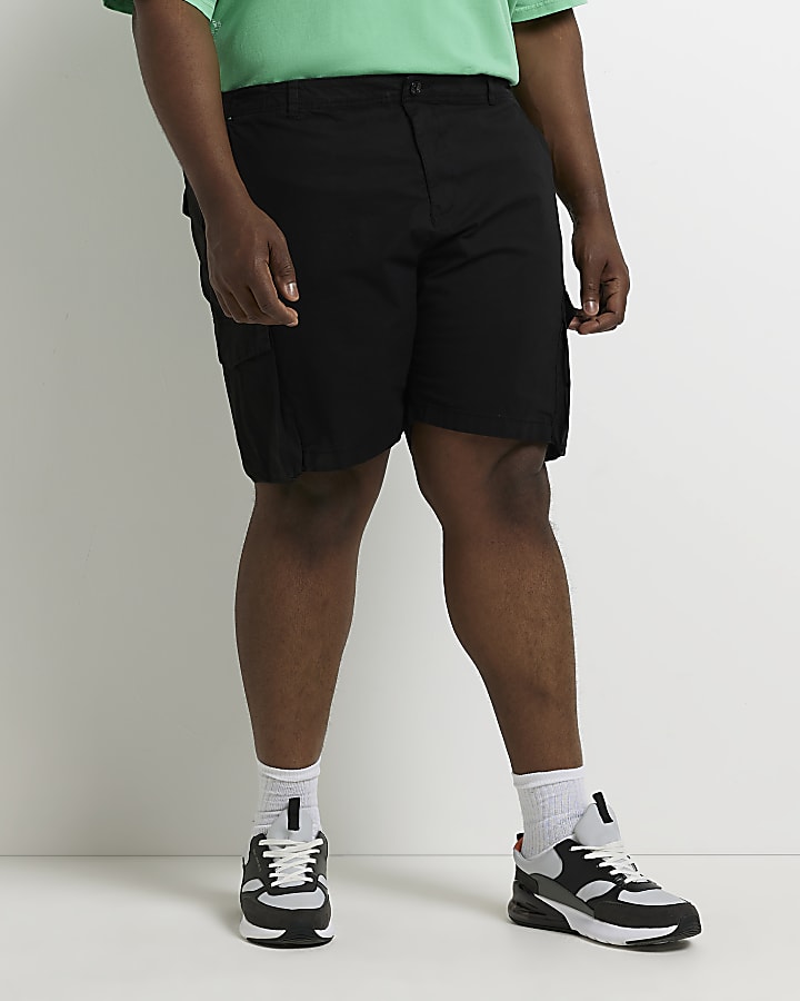 Big & Tall black regular fit cargo shorts