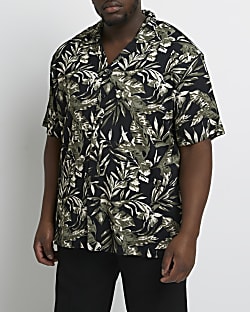 Big & tall black regular fit floral shirt
