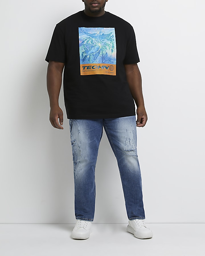 Big & Tall black regular fit graphic t-shirt